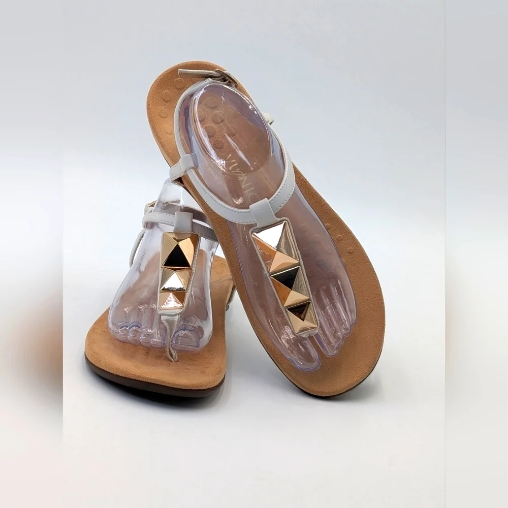 Vionic Nala Gold Embellished Flat T-Strap Sandal Orthaheel Technology Size 10 - Picture 7 of 17